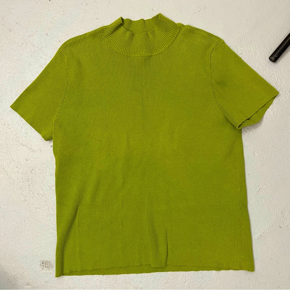 Chartreuse Ribbed Mock Neck
